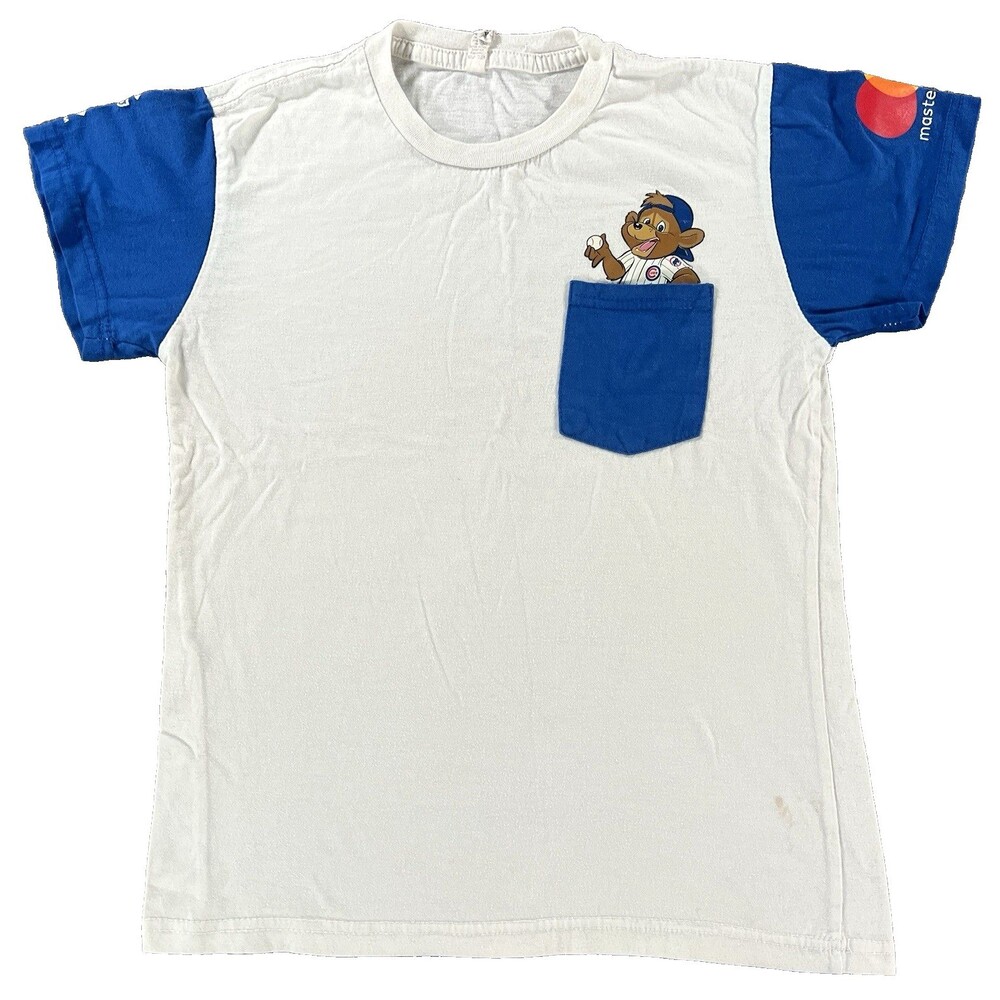 Chicago Cubs Clark the Cub Pocket Tee White T-Shirt SGA Size Youth Large